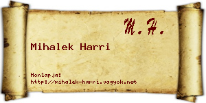 Mihalek Harri névjegykártya